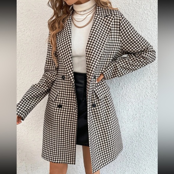 Classic plaid button down blazer jacket - Picture 1 of 7